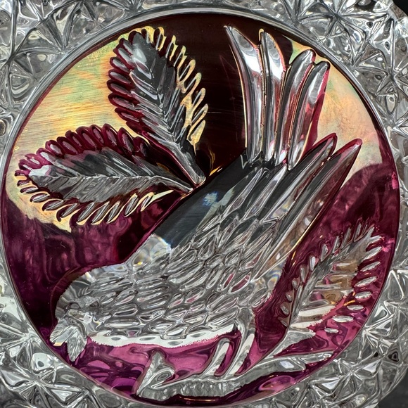 Hofbauer Byrdes The Ruby 8 1/4" Bird Console Footed Vase Bowl Crystal Servware - Picture 13 of 16